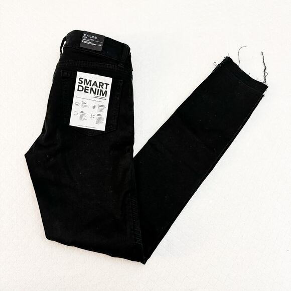 DL1961 Chloe Moto ActiveX Smart Denim Black Skinny Jans Size 14 NWT - Picture 9 of 9